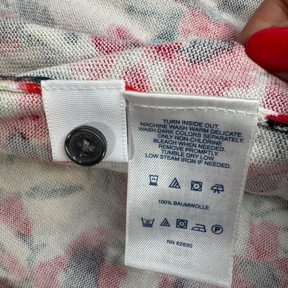 Lands’ End Floral Cardigan XSP | 100% Supima Cotton | Red White Black Spring B53 - Picture 7 of 8